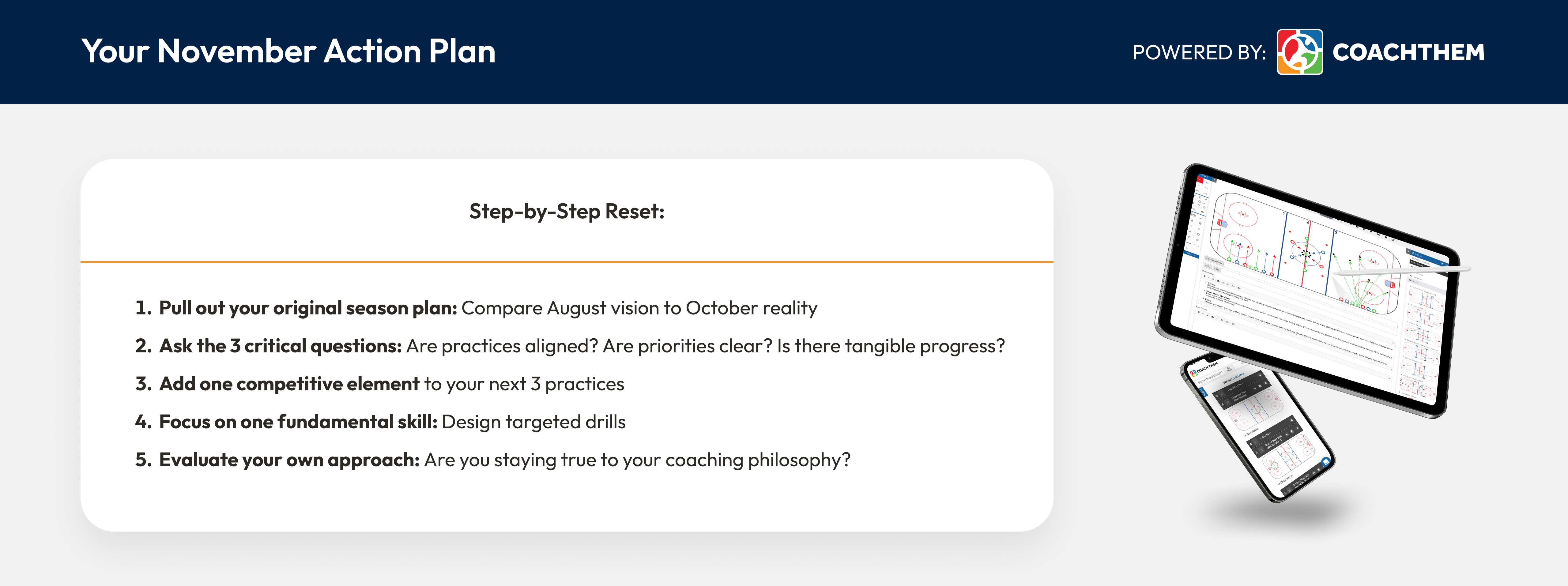 November coaching action plan with five step-by-step reset instructions